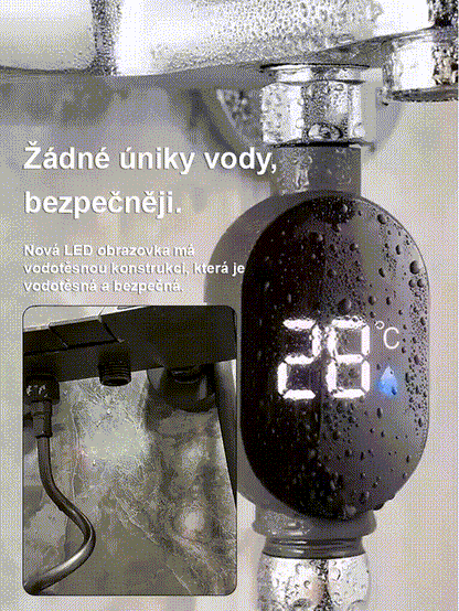 Chytrý vodotěsný sprchový teploměr s displejem teploty