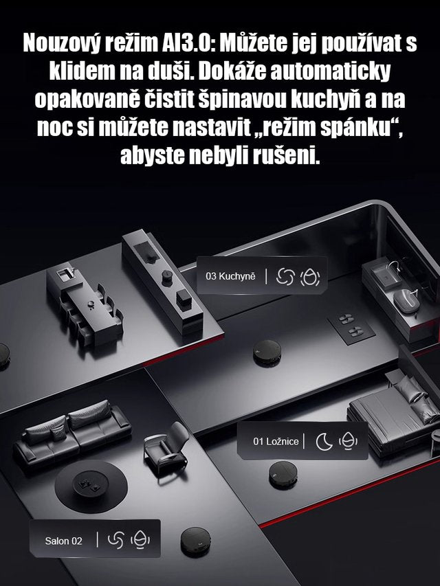Ultra tenký robotický vysavač s funkcí zametání, vysávání a mopování